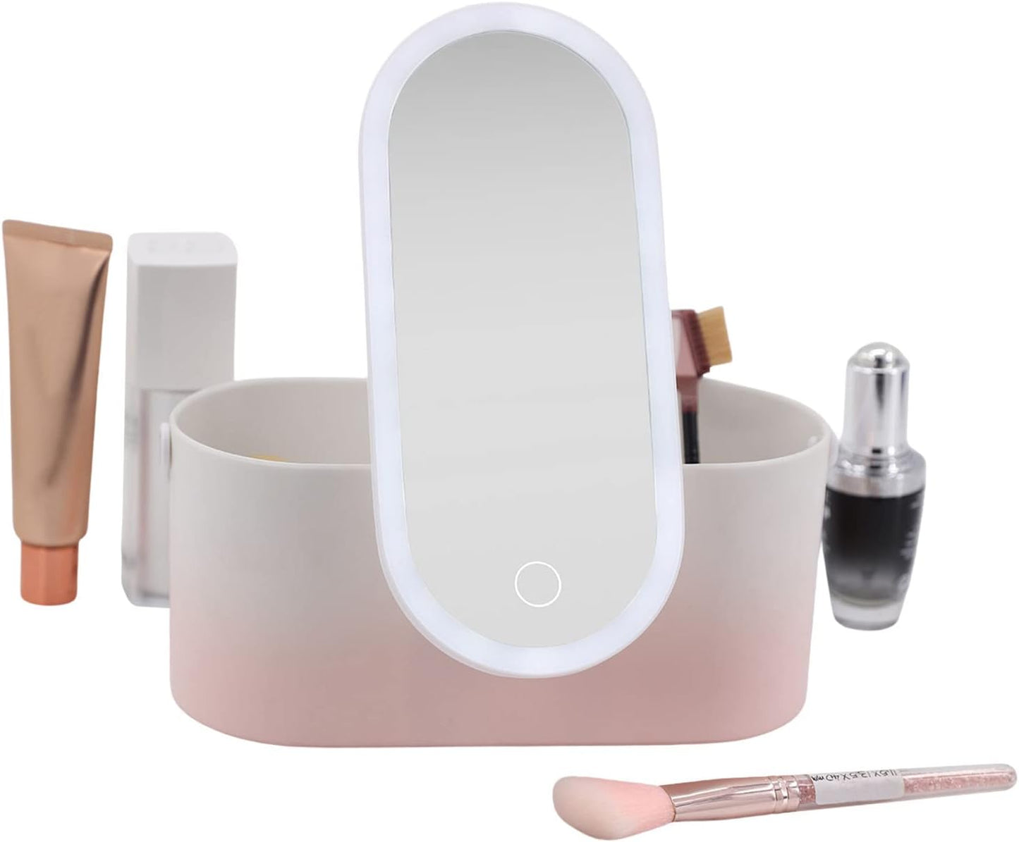 Boîte de maquillage portable avec miroir lumineux LED